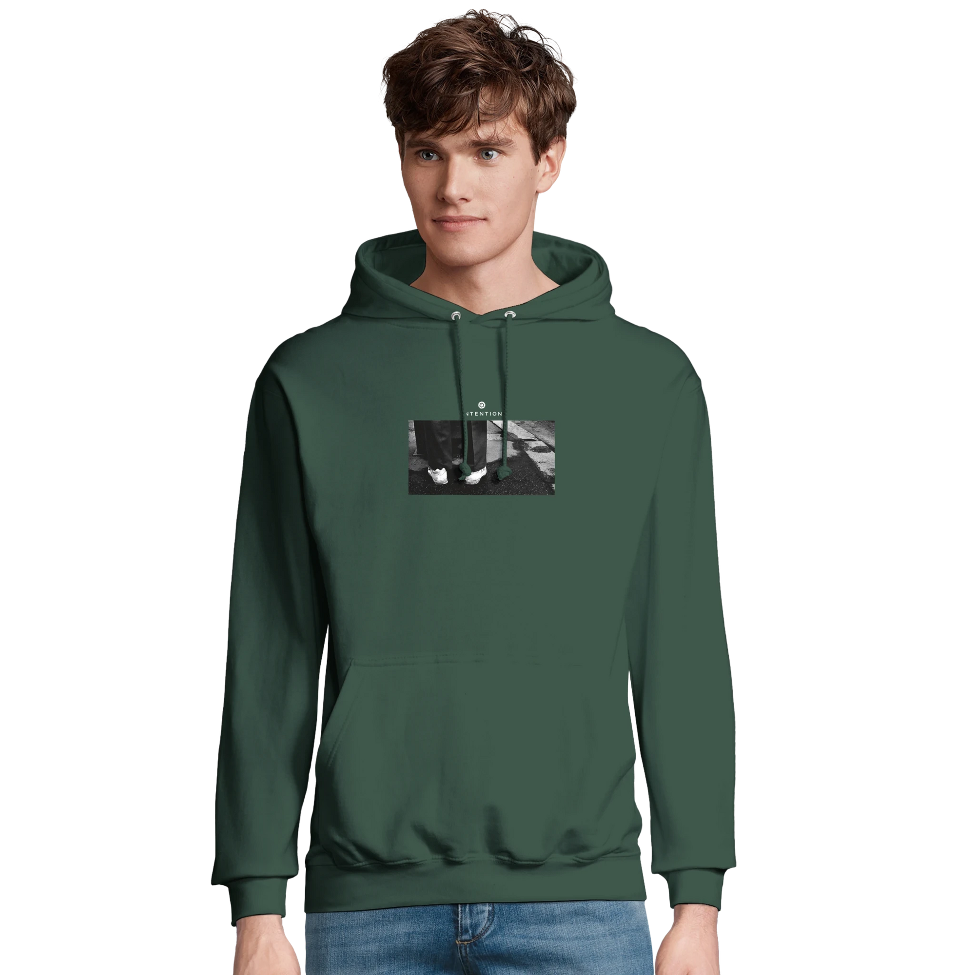 Patience - "This is Where He Stood" Hoodie Bottle Green XS 41
