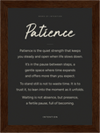Patience Word of Intention Framed print 13x18 cm / 5x7″ Dark wood frame Carbon paper