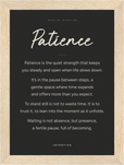 Patience Word of Intention Framed print 13x18 cm / 5x7″ Wood frame Carbon paper