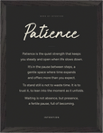 Patience Word of Intention Framed print 30x40 cm / 12x16″ Black frame Carbon paper