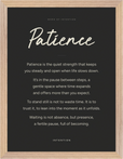 Patience Word of Intention Framed print 30x40 cm / 12x16″ Wood frame Carbon paper