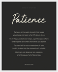 Patience Word of Intention Framed print 40x50 cm / 16x20″ White frame Carbon paper