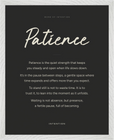 Patience Word of Intention Framed print 40x50 cm / 16x20″ White frame Carbon paper