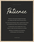 Patience Word of Intention Framed print 40x50 cm / 16x20″ Wood frame Carbon paper