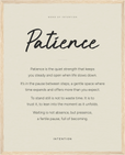 Patience Word of Intention Framed print 40x50 cm / 16x20″ Wood frame Linen paper