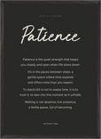Patience Word of Intention Framed print 50x70 cm / 20x28″ Black frame Carbon paper