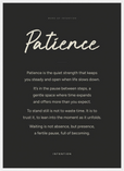 Patience Word of Intention Framed print 50x70 cm / 20x28″ White frame Carbon paper