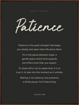 Patience Word of Intention Framed print 60x80 cm / 24x32″ Dark wood frame Carbon paper