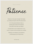 Patience Word of Intention Framed print 60x80 cm / 24x32″ White frame Linen paper