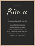 Patience Word of Intention Framed print 60x80 cm / 24x32″ Wood frame Carbon paper