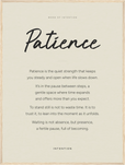 Patience Word of Intention Framed print 60x80 cm / 24x32″ Wood frame Linen paper