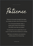 Patience Word of Intention Framed print 70x100 cm / 28x40″ Black frame Carbon paper