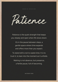 Patience Word of Intention Framed print 70x100 cm / 28x40″ Wood frame Carbon paper