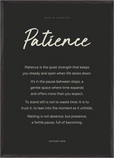 Patience Word of Intention Framed print A1 (59.4 x 84.1  cm) Black frame Carbon paper