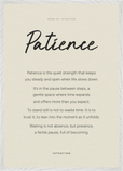 Patience Word of Intention Framed print A1 (59.4 x 84.1  cm) White frame Linen paper