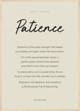Patience Word of Intention Framed print A1 (59.4 x 84.1  cm) Wood frame Linen paper