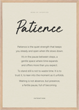 Patience Word of Intention Framed print A1 (59.4 x 84.1  cm) Wood frame Linen paper