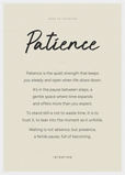 Patience Word of Intention Framed print A2 (42 x 59.4  cm) White frame Linen paper