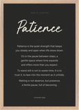 Patience Word of Intention Framed print A2 (42 x 59.4  cm) Wood frame Carbon paper