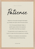Patience Word of Intention Framed print A2 (42 x 59.4  cm) Wood frame Linen paper