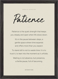Patience Word of Intention Framed print A3 (29.7 x 42  cm) Black frame Linen paper
