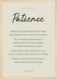 Patience Word of Intention Framed print A3 (29.7 x 42  cm) Wood frame Linen paper