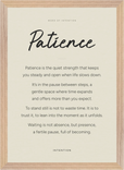 Patience Word of Intention Framed print A3 (29.7 x 42  cm) Wood frame Linen paper
