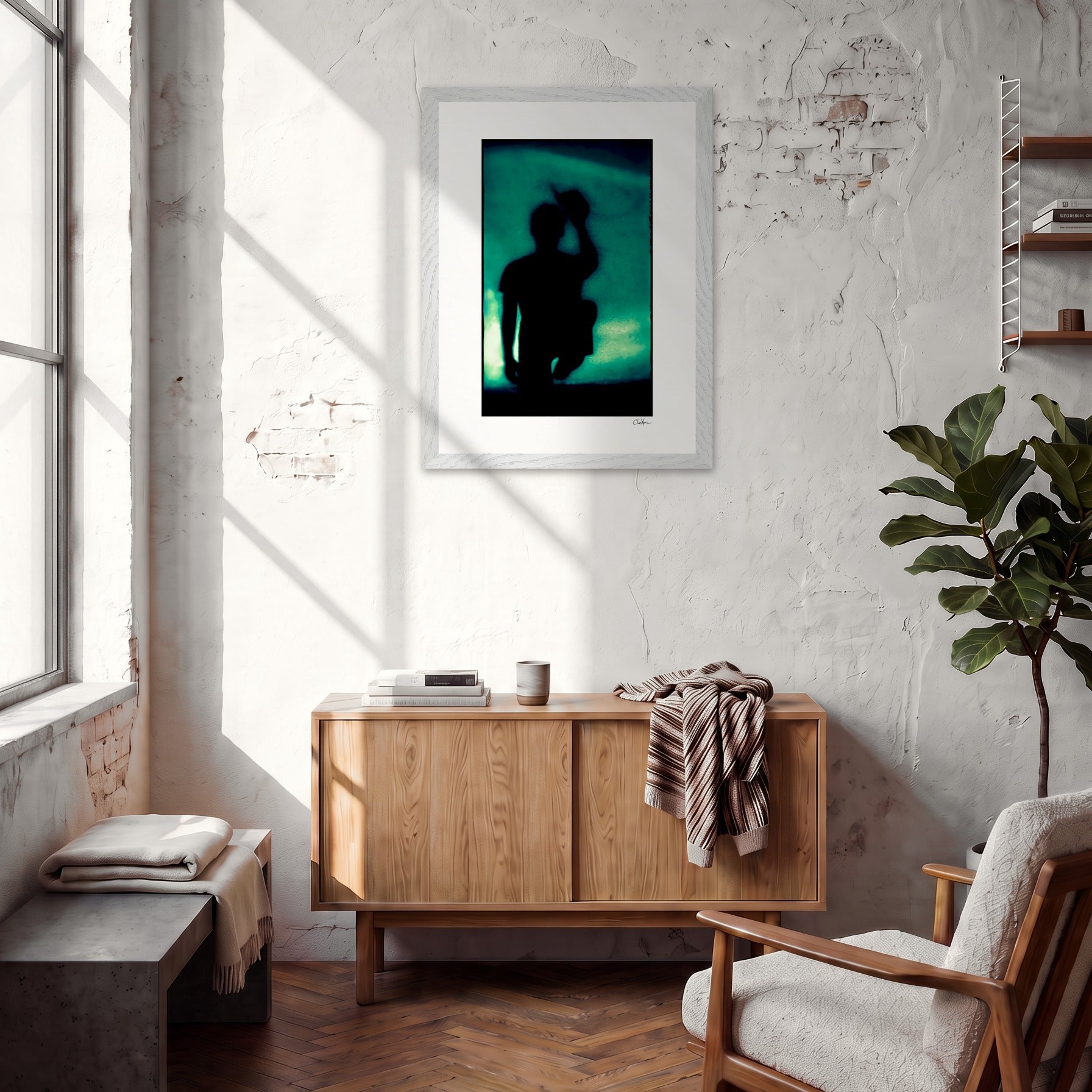 Dancing Cowboy Framed print 60x80 cm / 24x32″ White frame in interior