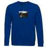 A royal blue sweatshirt with a centered black-and-white photo of a person facing the camera and “YOUTHVISION” above the image—designed for those who value mindful apparel and thoughtful design.