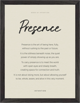 Presence Word of Intention Framed print 30x40 cm / 12x16″ Black frame Linen paper