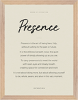 Presence Word of Intention Framed print 30x40 cm / 12x16″ Wood frame Linen paper