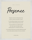 Presence Word of Intention Framed print 40x50 cm / 16x20″ White frame Linen paper