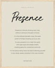 Presence Word of Intention Framed print 40x50 cm / 16x20″ Wood frame Linen paper