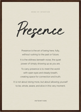 Presence Word of Intention Framed print 50x70 cm / 20x28″ Dark wood frame Linen paper