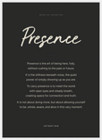 Presence Word of Intention Framed print 50x70 cm / 20x28″ White frame Carbon paper