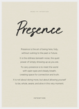 Presence Word of Intention Framed print 50x70 cm / 20x28″ White frame Linen paper