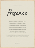 Presence Word of Intention Framed print 50x70 cm / 20x28″ Wood frame Linen paper