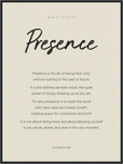 Presence Word of Intention Framed print 60x80 cm / 24x32″ Black frame Linen paper