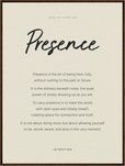 Presence Word of Intention Framed print 60x80 cm / 24x32″ Dark wood frame Linen paper