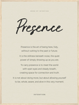 Presence Word of Intention Framed print 60x80 cm / 24x32″ Wood frame Linen paper