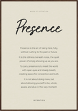 Presence Word of Intention Framed print 70x100 cm / 28x40″ Dark wood frame Linen paper