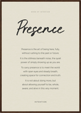 Presence Word of Intention Framed print A1 (59.4 x 84.1  cm) Dark wood frame Linen paper