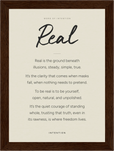 Real Word of Intention Framed print 13x18 cm / 5x7″ Dark wood frame Linen paper