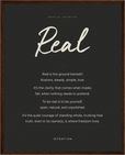 Real Word of Intention Framed print 40x50 cm / 16x20″ Dark wood frame Carbon paper