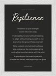 Resilience Word of Intention Framed print 21x29.7 cm / 8x12" White frame Carbon paper