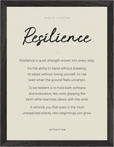Resilience Word of Intention Framed print 30x40 cm / 12x16″ Black frame Linen paper