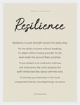 Resilience Word of Intention Framed print 30x40 cm / 12x16″ White frame Linen paper