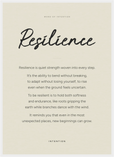 Resilience Word of Intention Framed print 50x70 cm / 20x28″ White frame Linen paper