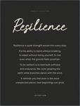 Resilience Word of Intention Framed print 60x80 cm / 24x32″ Black frame Carbon paper