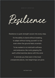 Resilience Word of Intention Framed print 70x100 cm / 28x40″ Black frame Carbon paper